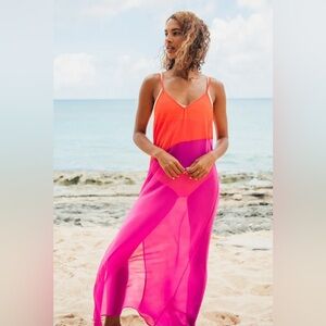 NWT Zara | Sheer Pink & Orange Cover Up Size L